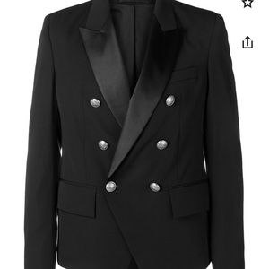 Balmain Double Breasted Tuxedo Blazer 48